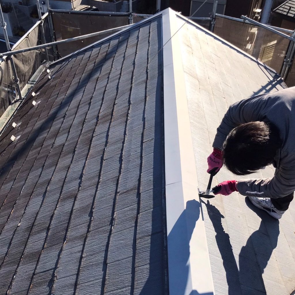屋根カバー工法　横断ルーフ　手順　既存の撤去