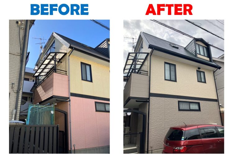 屋根・外壁塗装　Before→After