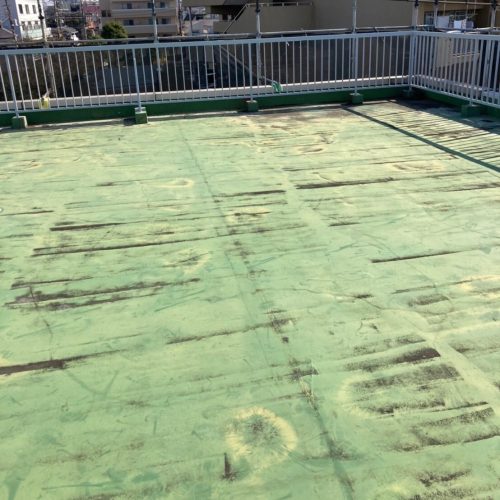 屋上シート防水の施工手順1．下地洗浄、清掃